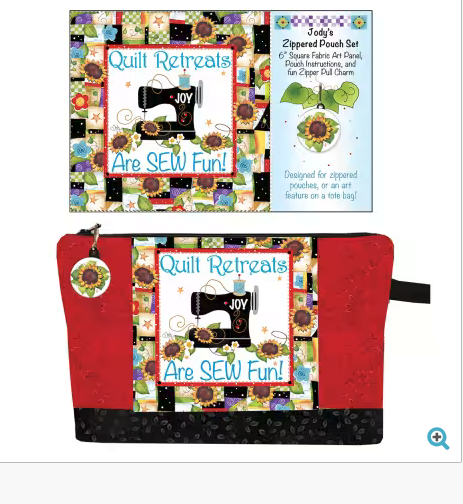 Quilt Retreat Sew Fun Pouch Set Panel and Zipper Pull 40% Off!!