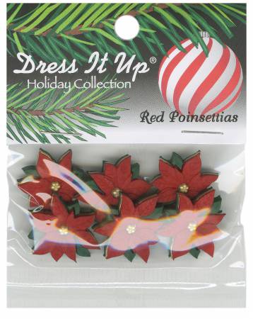 Red Poinsettias Buttons by Dress It Up image 0