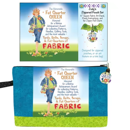 Zipper Pouch Set Fat Quarter Queen Panel and Zipper Pull
