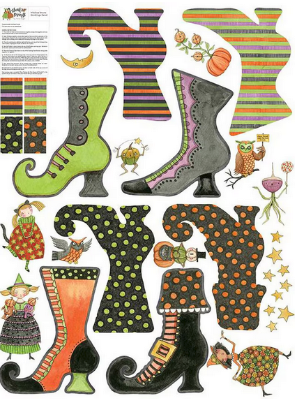 Witches' Boots Felt Panel (42" x 54") Ghoul Friends Riley Blake Designs